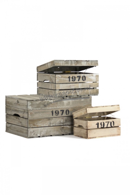  Set kisten 1970 met klapdeksel, old ook