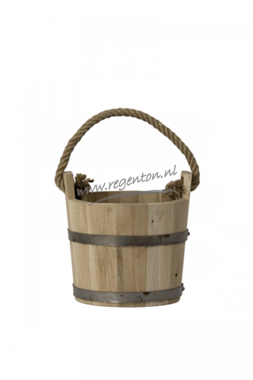  Houten Emmer met Touw eiken klein 5 l.